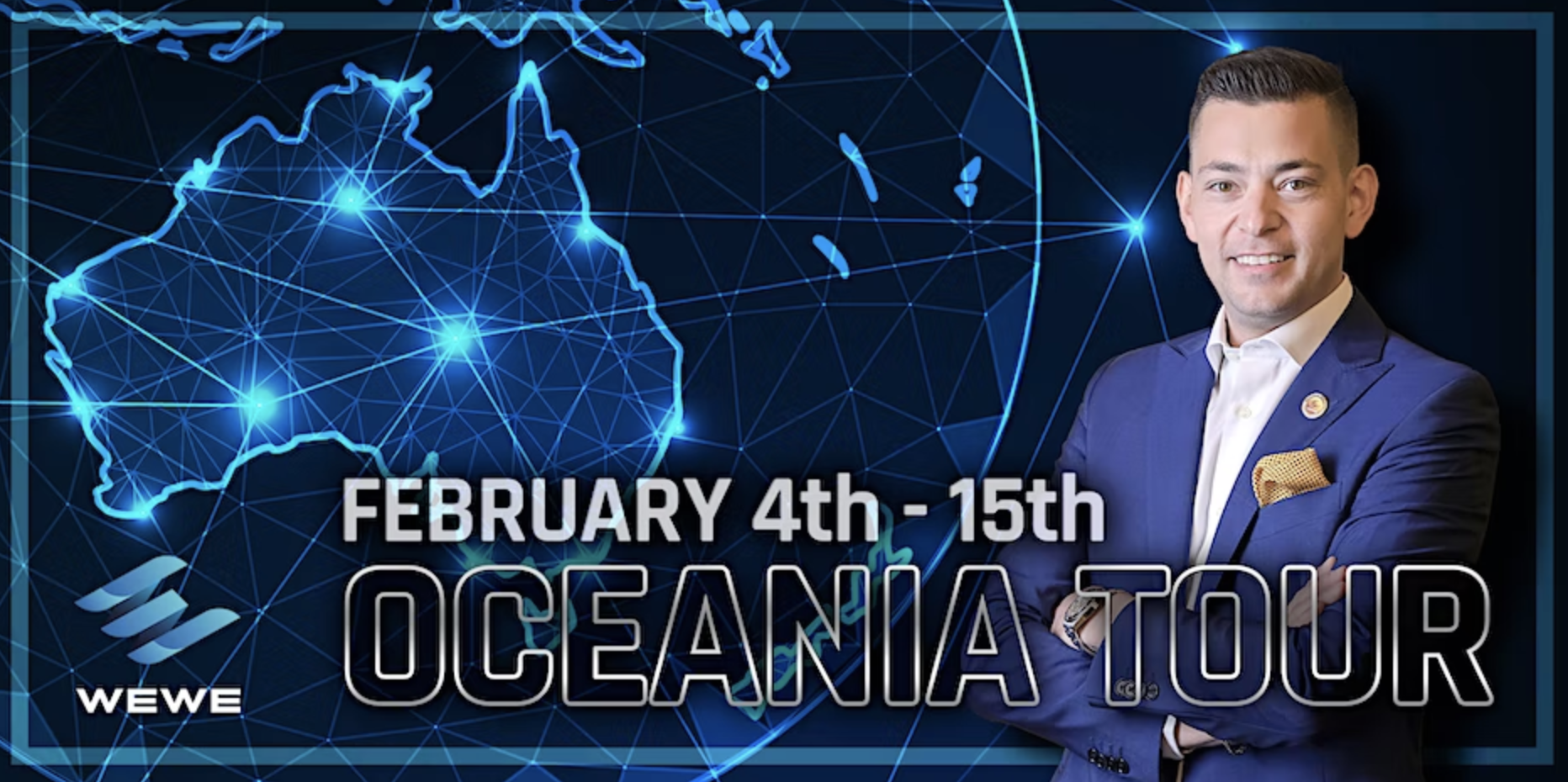 Diego Endrizzi looking flashy in a blue suit and winning smile!