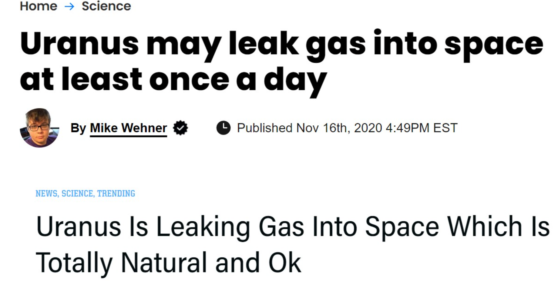 Uranus may leak gas into space at least once a day