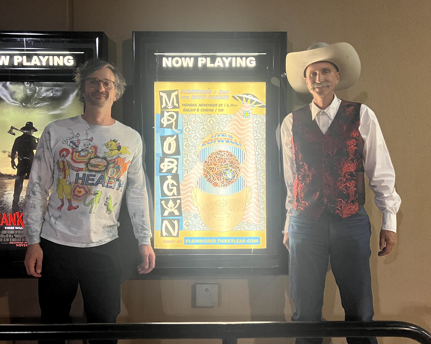 Me and Spider the cowboy next to Mr Organ poster