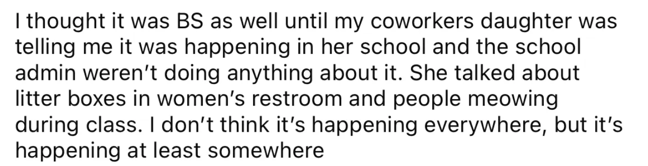 Someone rabbiting on about what a friends kid told their friend about kitty litter boxes