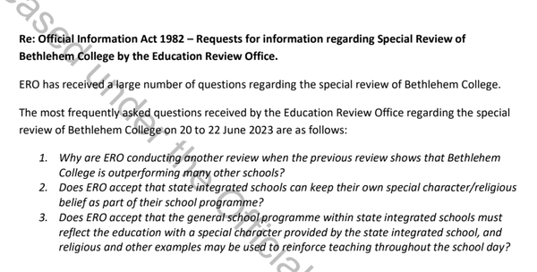 The Education Review Office Finally Speaks on Bethlehem College. Sort of.