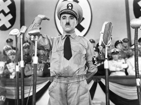 A still from Charlie Chaplin's 1940 The Great Dictator.
