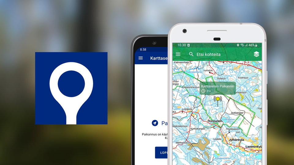Käytä puhelintasi paikantimena Karttaselain Paikannin -sovelluksen avulla