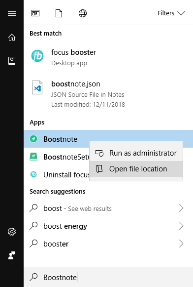 Open file location
