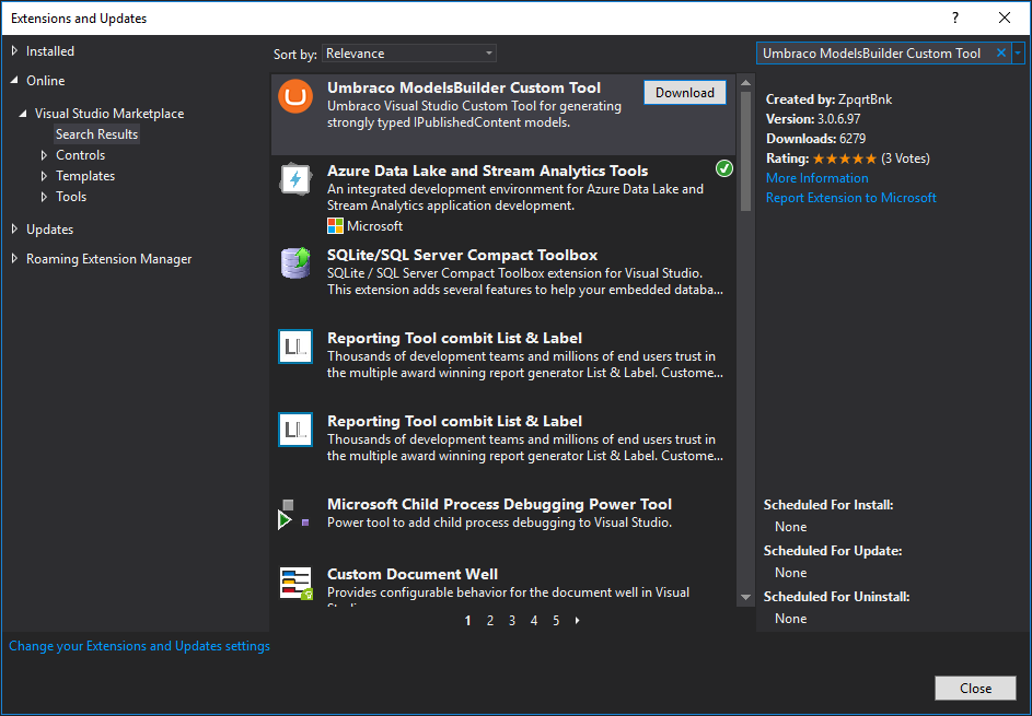 Extension and updates