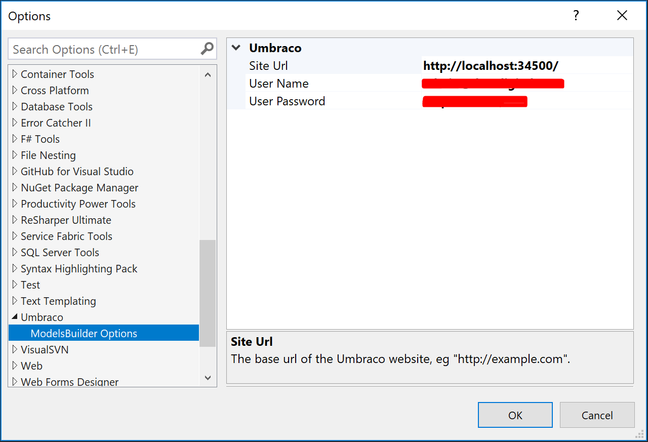 Umbraco options