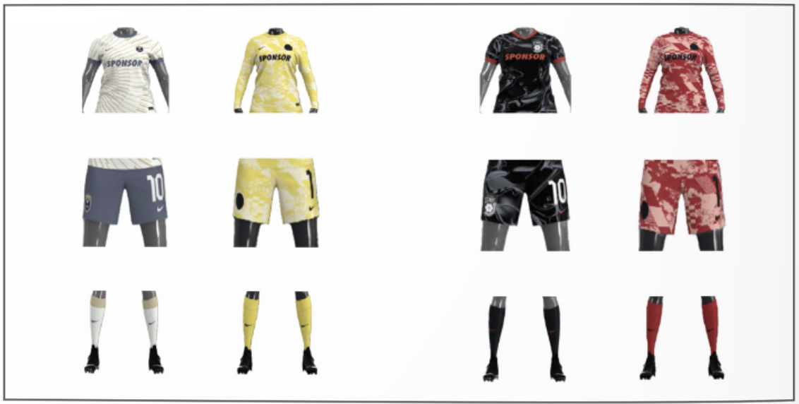 Seattle Reign in white kits with yellow goalkeeper kit; Chicago Stars in black kits with red goalkeeper kit.