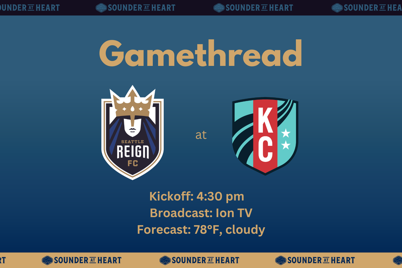 Reign at KC Current gamethread graphic, with kickoff at 4:30 PM Pacific, broadcast on Ion TV, and a forecast of 78 °F and cloudy at kickoff.