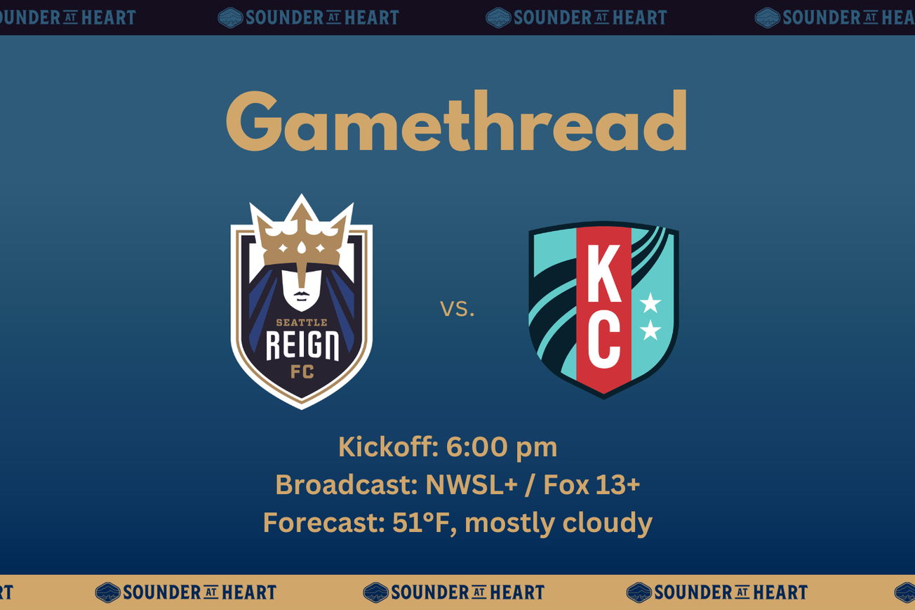 Gamethread graphic for Reign vs Current, with kickoff at 6 PM Pacific, broadcast on NWSL+ or Fox 13+, and a forecast of 51 degrees and mostly cloudy.