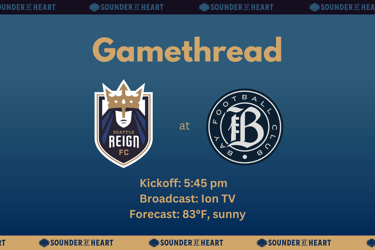 Reign at Bay gamethread graphic. Kickoff at 5:45 PM Pacific Time, broadcast on Ion TV, and a kickoff forecast of 83 degrees Fahrenheit and sunny.