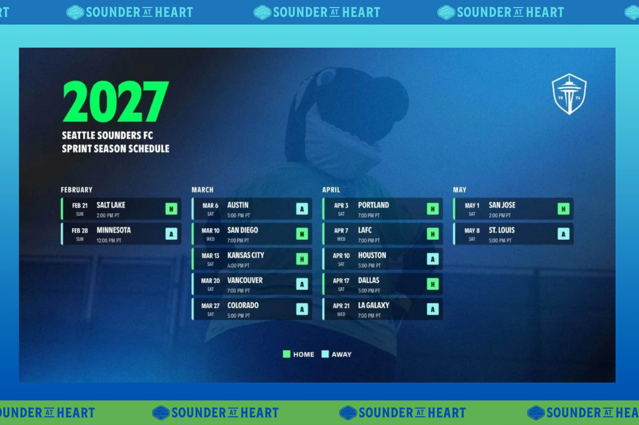 2027 Sounders Sprint Season schedule released