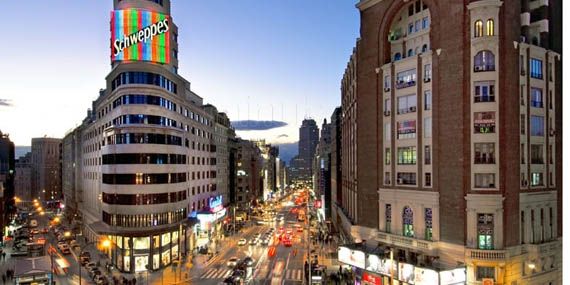 Vistas desde el club Gourment de la calle Gran Vía de Madrid