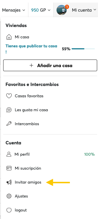 invitación amigos a HomeExchange