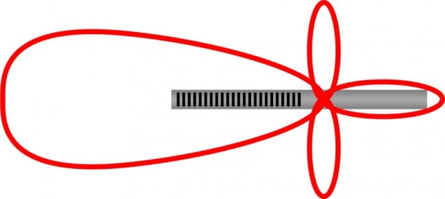 Diagram illustrating a lobar or shotgun microphone