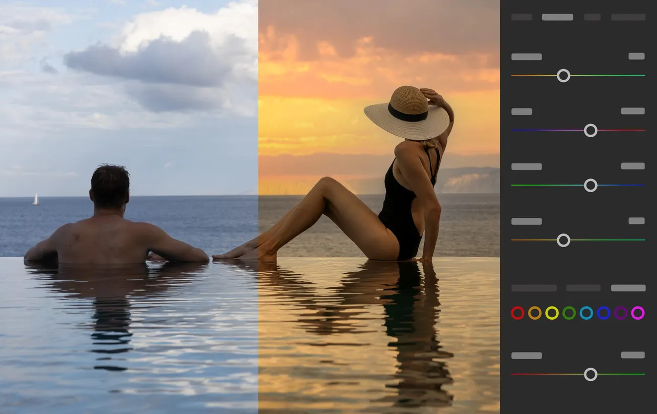 Before-and-after photo editing comparison – Color grading and enhancement applied to travel and lifestyle image.
