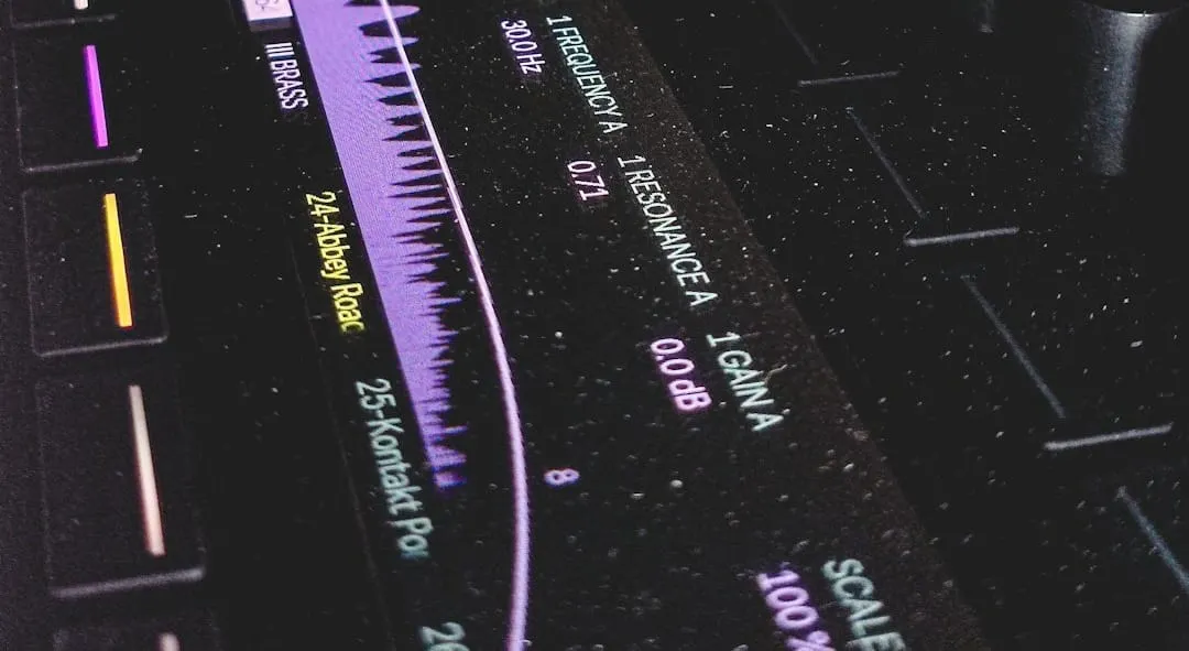An audio engineer intently adjusts controls on a mixing console, illuminated by screen light, symbolizing human skill in the era of artificial intelligence.