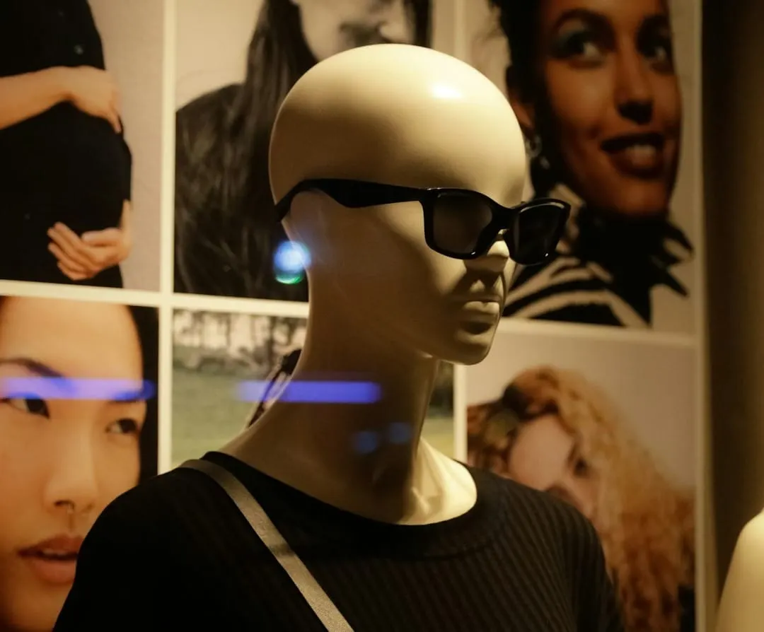 A futuristic depiction of a user wearing advanced Apple smart glasses and camera-equipped AirPods, interacting with augmented reality elements in a dynamic urban setting.