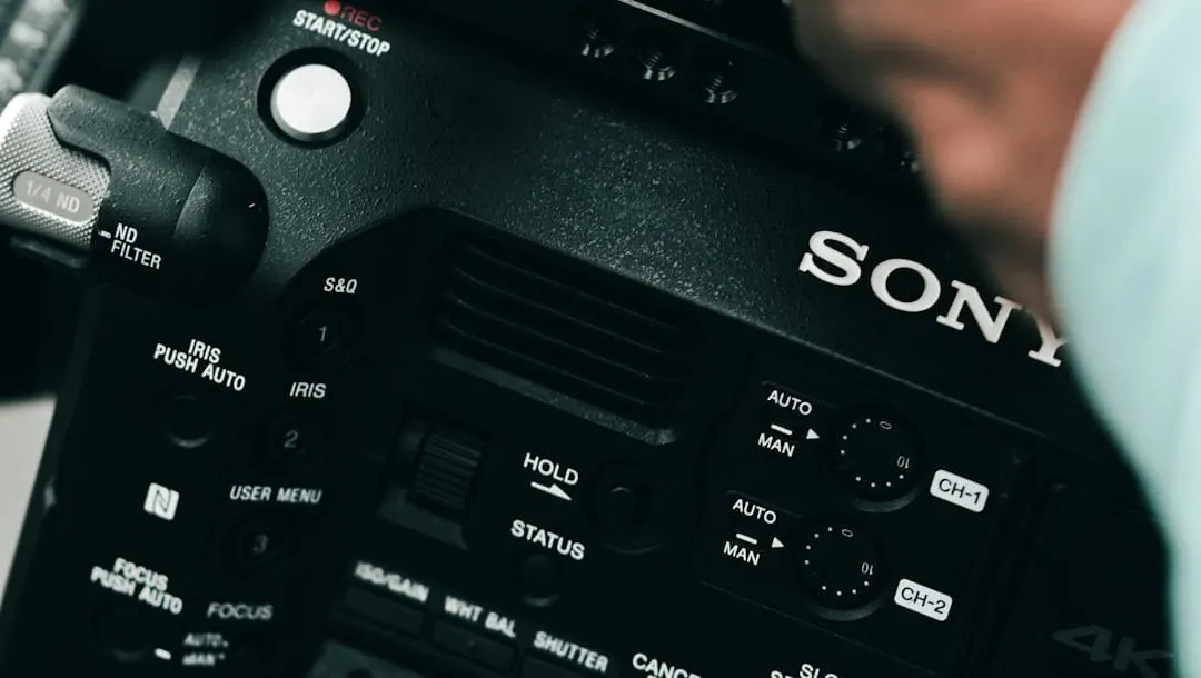 A content creator utilizes a tablet to remotely manage multiple Sony cameras and monitor live video feeds through the advanced Monitor & Control app.