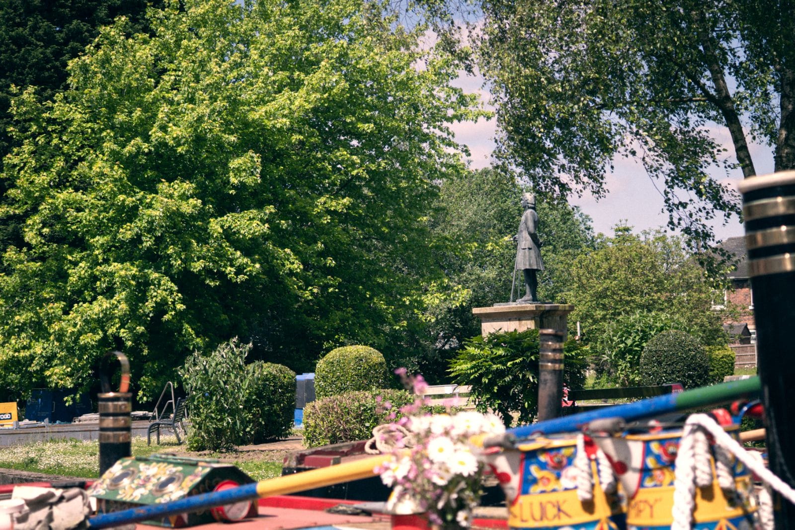 Statue of James Brindley, overlooking the waterways he helped create.