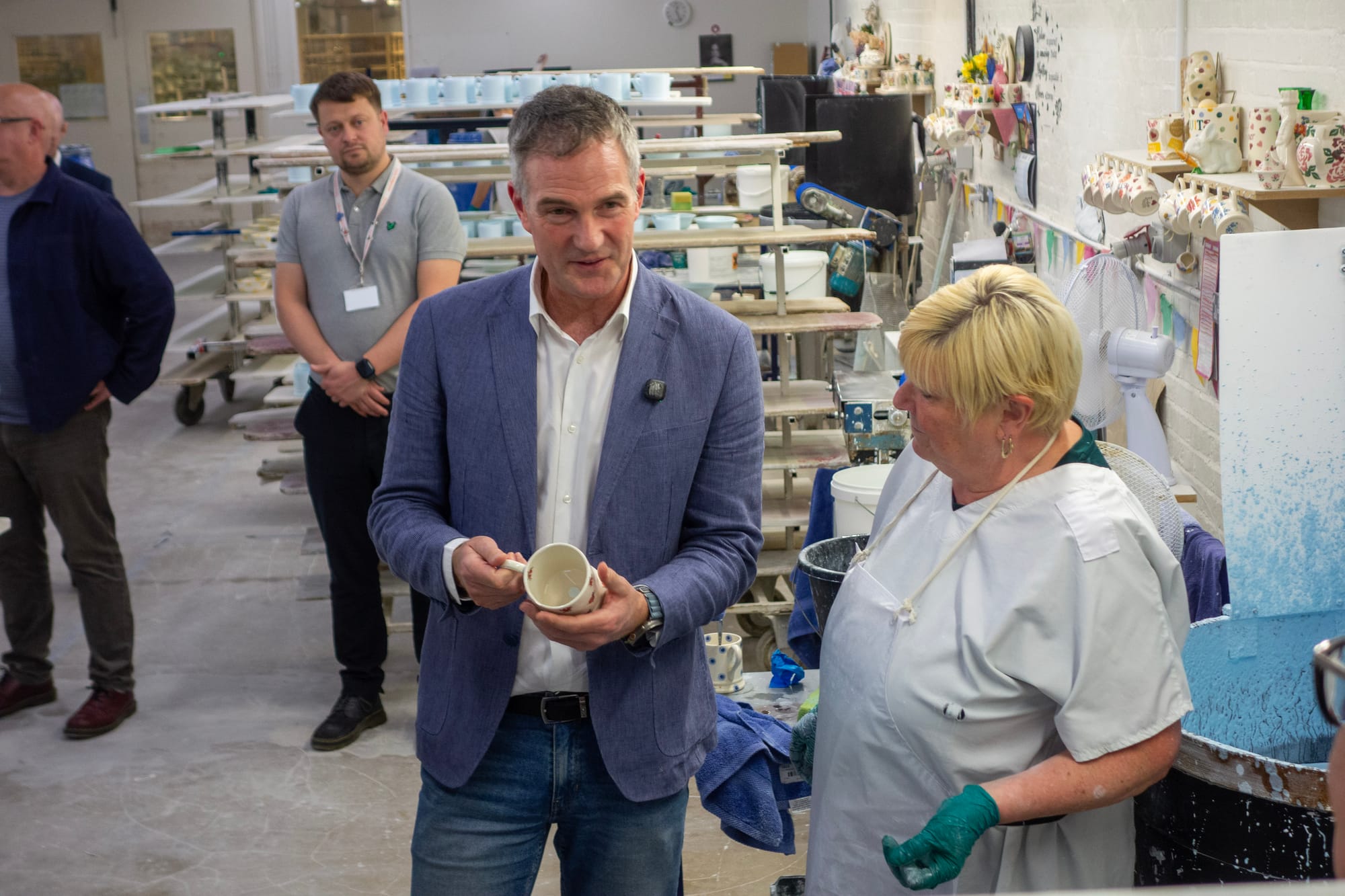 Business Secretary Peter Kyle takes a tour of the Emma Bridgewater pottery factory in Stoke-on-Trent