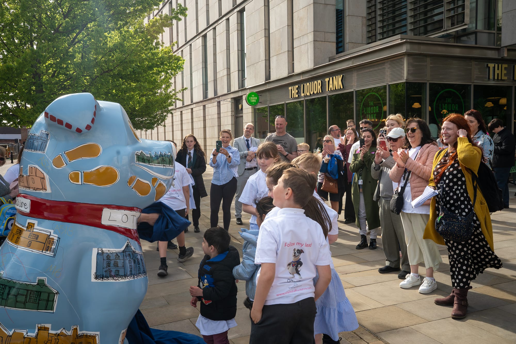 Unveiling of the 'Graham' Staffy Sculpture (by Ruth Allen) at Staffordshire Place One, Stafford