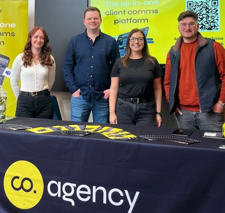 April Brown, Adam Mobley, Rebecca Cox and Josh Locke of Harrison Carloss at the launch of co.agency in London