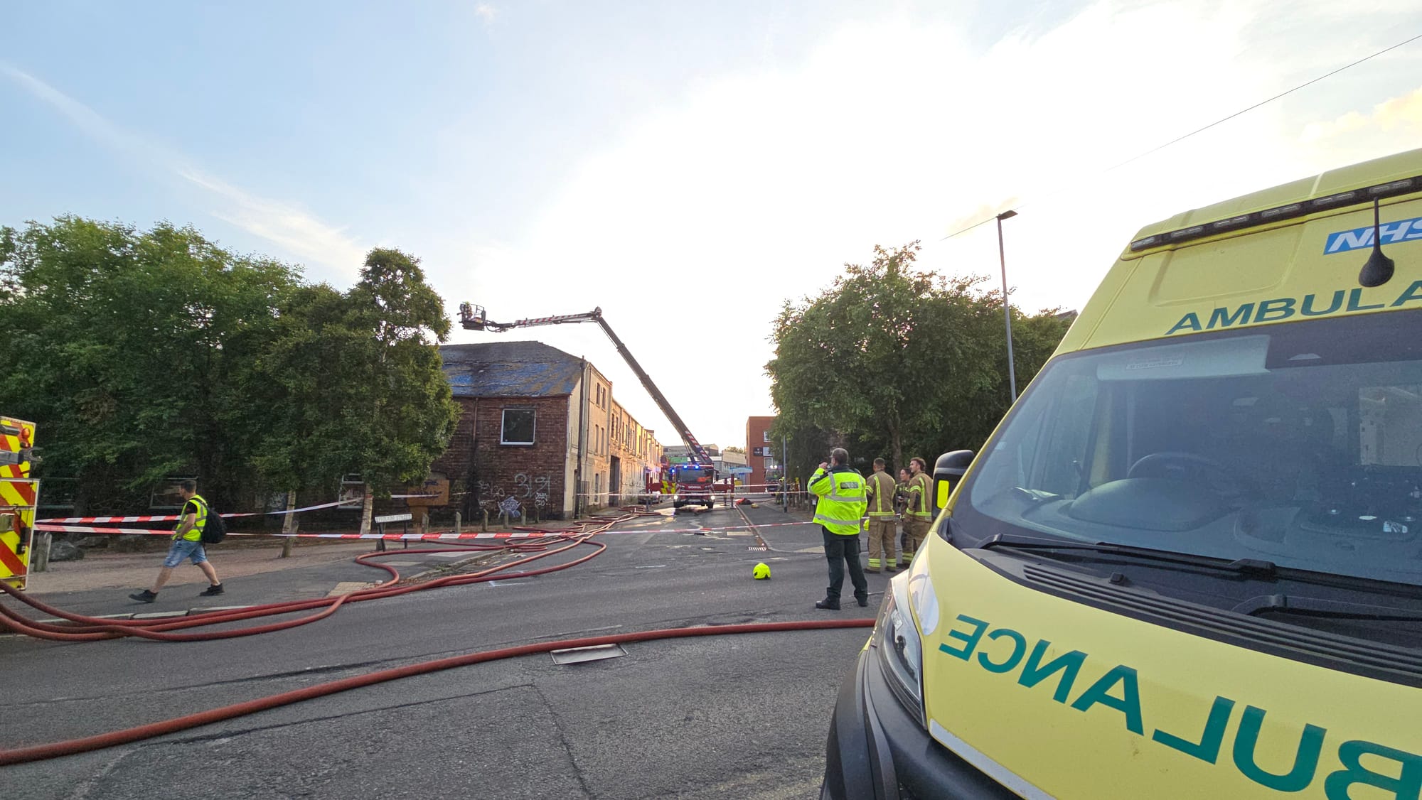 Fire crews tackle derelict building blaze in Hanley