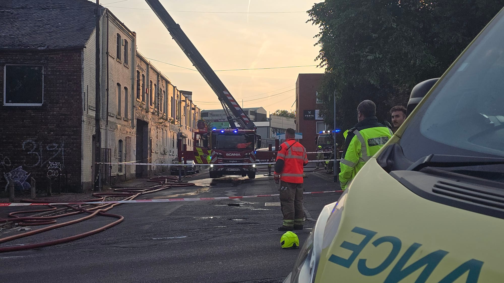 Fire crews tackle derelict building blaze in Hanley