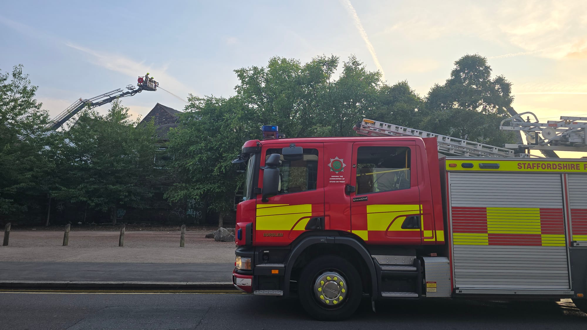 Fire crews tackle derelict building blaze in Hanley