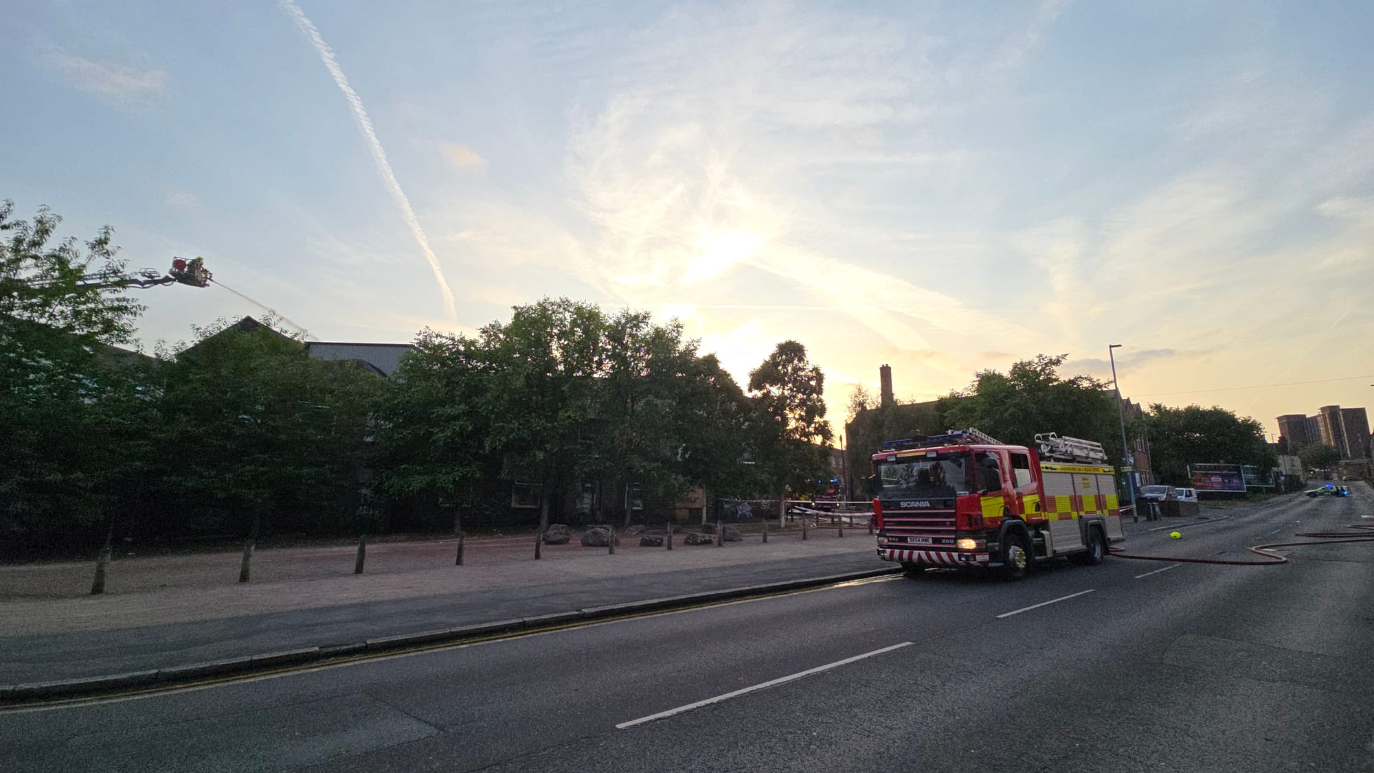 Fire crews tackle derelict building blaze in Hanley