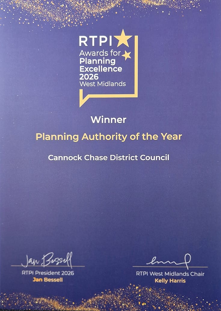 Cannock Chase Council wins prestigious planning award