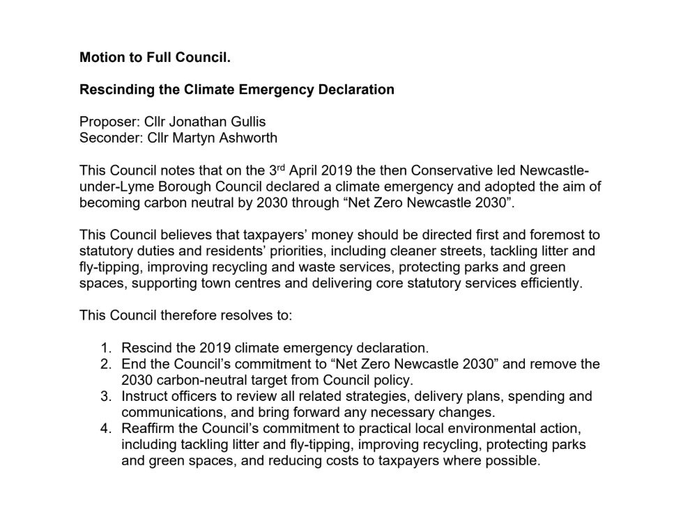 Climate Emergency Cancelled: What Happens Next for Newcastle-under-Lyme?