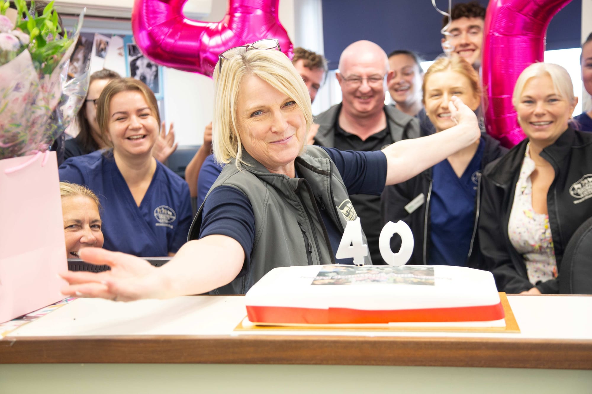 Penkridge head receptionist Jenny Hodgkins celebrates 40 years at EC Straiton Vets