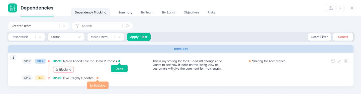 Dependency tracking in kendis
