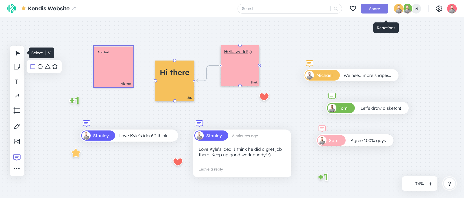 Whiteboard for collaboration in kendis