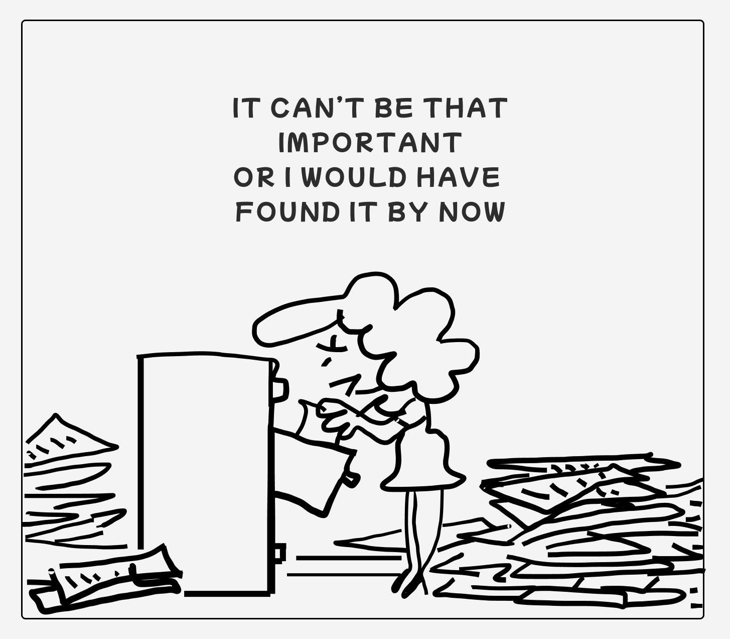 Comic meme highlighting the struggle of finding a document whilst in the middle of a meeting