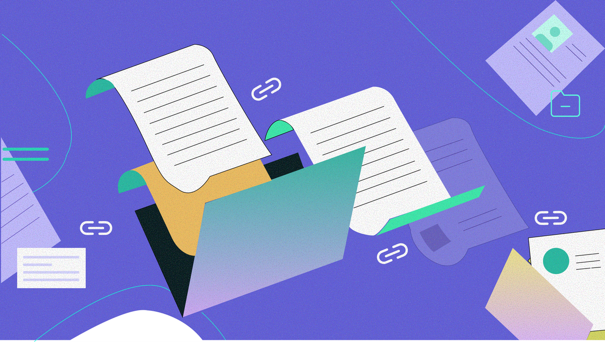 Abstract image showing scattered documents and links for the blog "Kendis Collection Links"