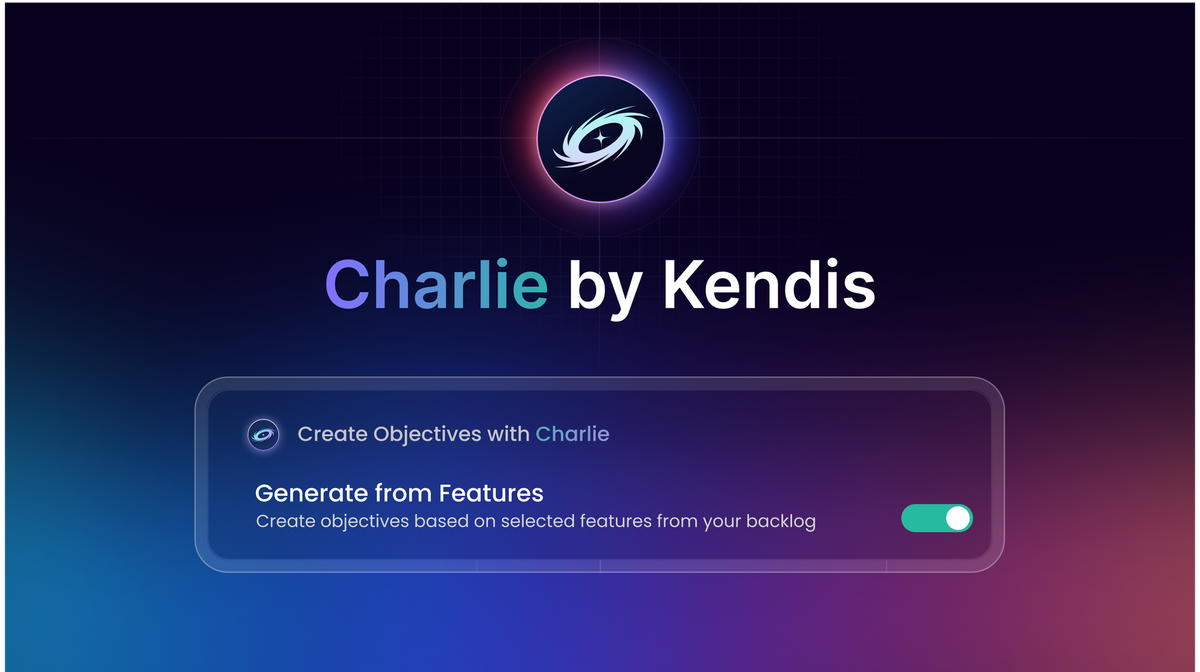 Cover image displaying new logo for Kendis AI: Charlie, with a pop-up of objectives creation with Kendis AI
