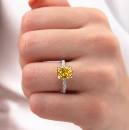 Ethical Sustainable Affordable Lab Grown Diamond and yellow sapphire and natural diamond Engagement Rings UK