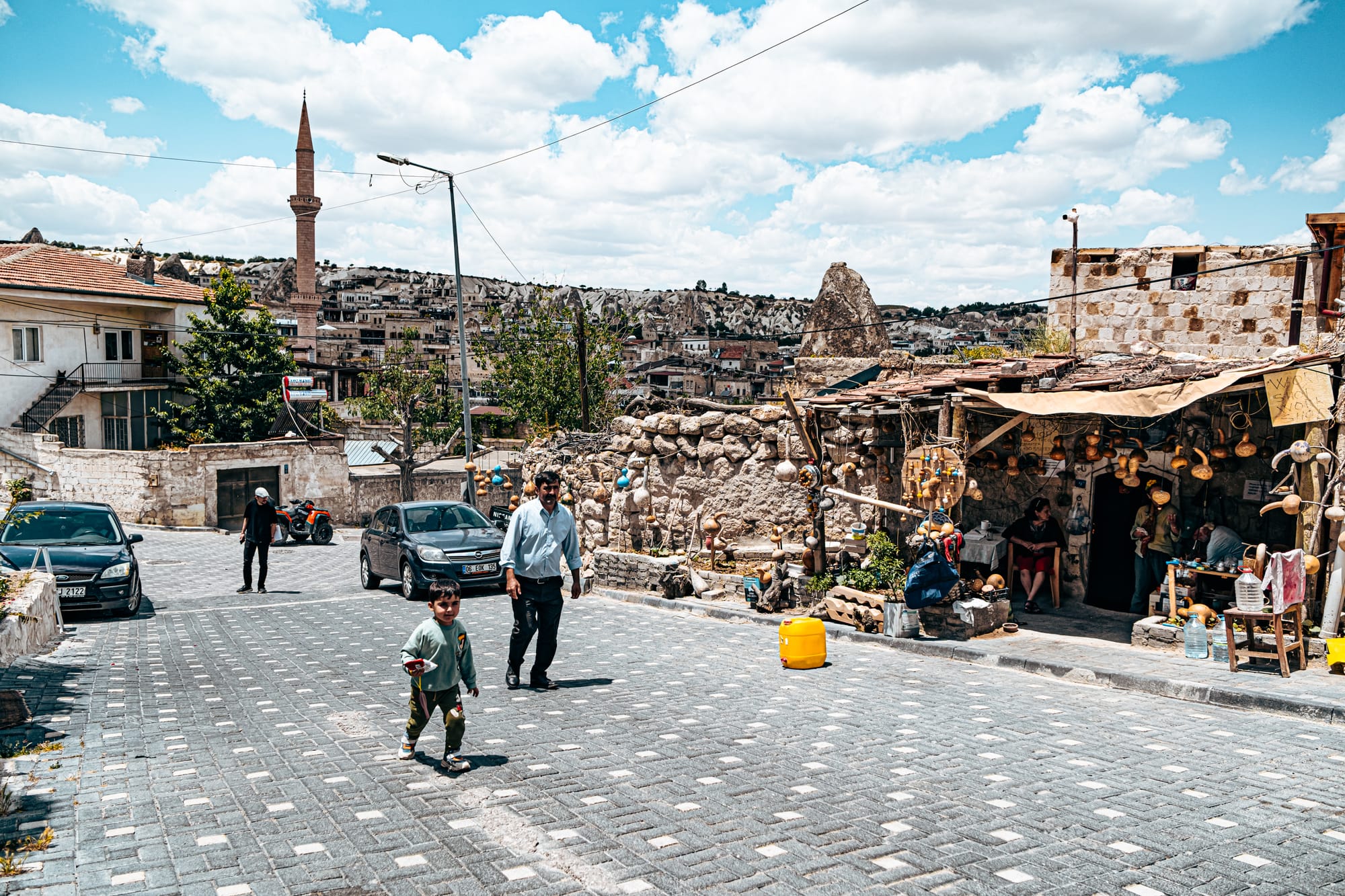 Street scene in a Cappadocian village on a sunny day