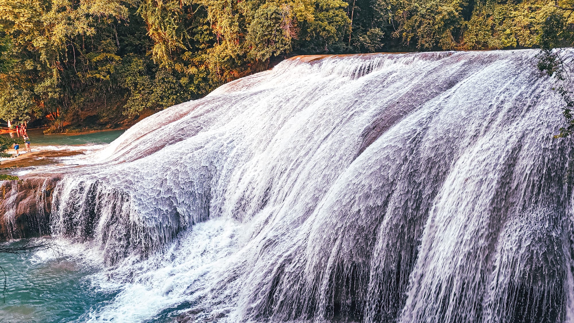 Cascadas Roberto Barrios waterfalls near Palenque, Chiapas, Mexico, wide limestone waterfall cascades, jungle waterfalls near Palenque, walkable waterfall shelves, natural pools and flowing water Roberto Barrios Chiapas