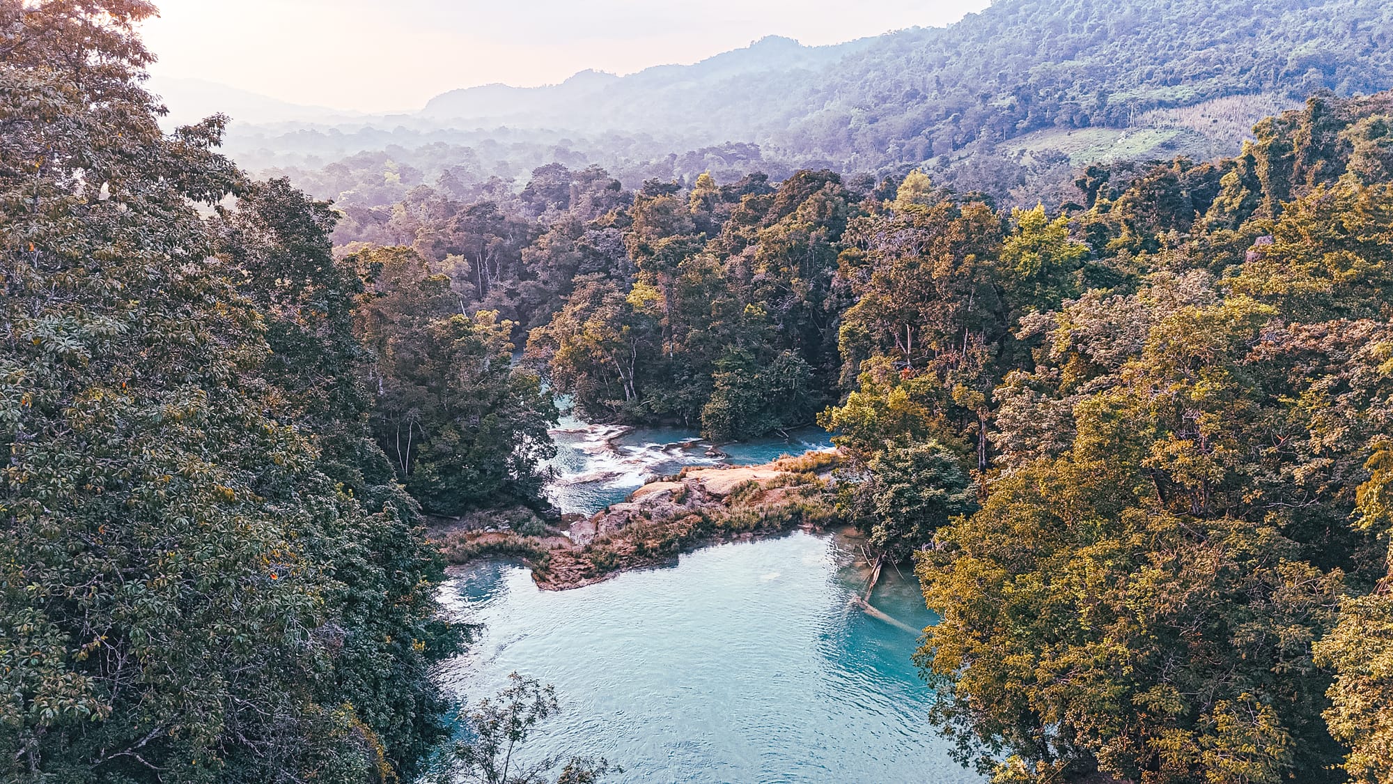 Cascadas Roberto Barrios waterfalls near Palenque, Chiapas, Mexico, jungle river pools surrounded by dense forest, turquoise water and limestone cascades, Roberto Barrios waterfalls day trip from Palenque Chiapas