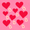 A digital illustration of multiple red hearts scattered across a pink background, each heart with a dangling price tag attached
