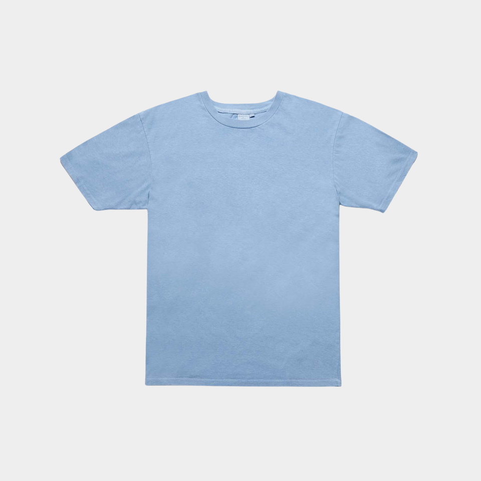 Indigo Dyed Light Blue Organic Crew Tee