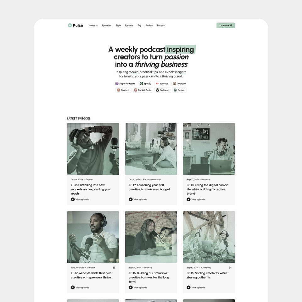 Pulse - Ghost theme for podcasts