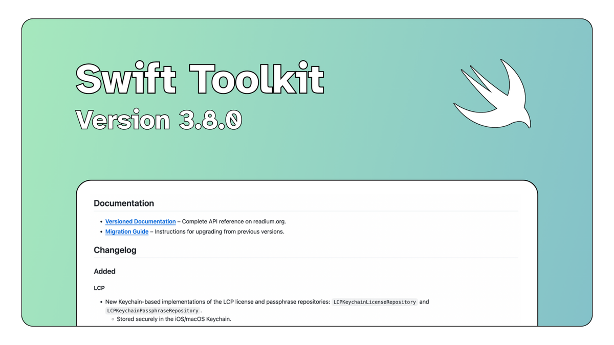 Release Note · Swift Toolkit Version 3.8.0