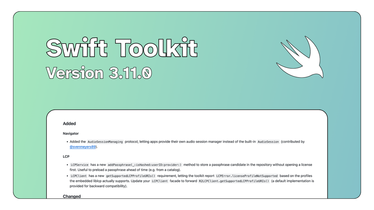 Release Note · Swift Toolkit Version 3.11.0