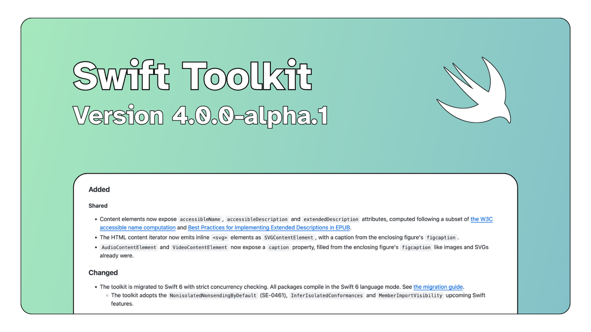 Release Note · Swift Toolkit Version 4.0.0-alpha.1