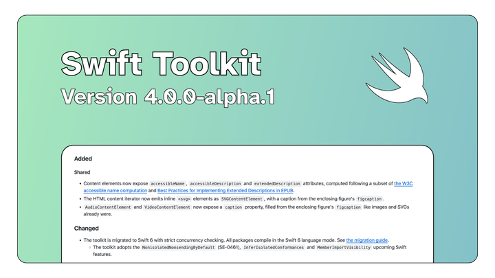 Release Note · Swift Toolkit Version 4.0.0-alpha.1