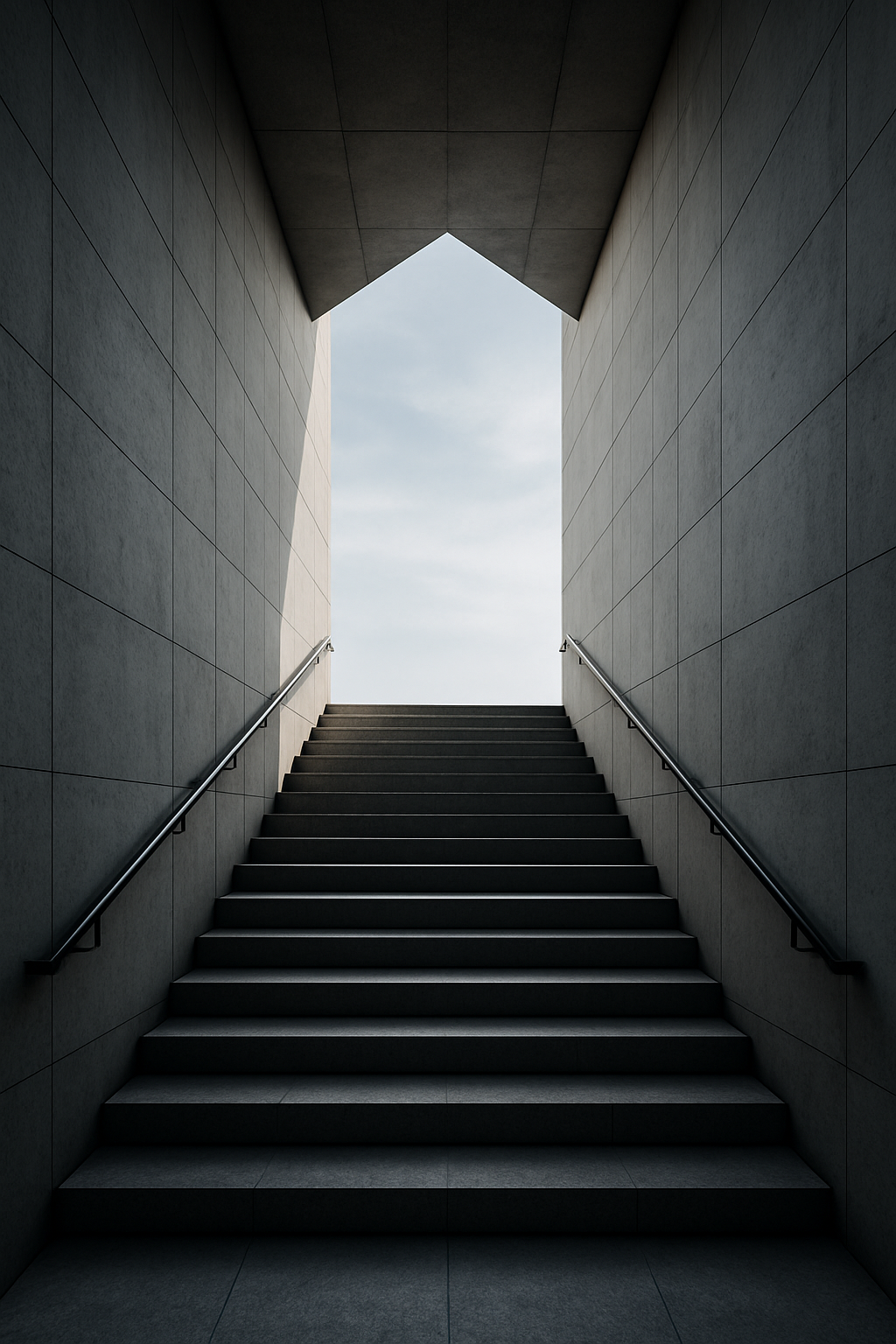 Minimalist architectural stairway ascending into light, symbolizing ethical leadership, structural clarity, and trust—core principles of the Fidelity Method™ by Alfie Ameer.